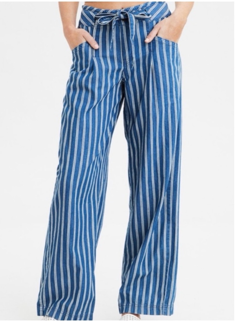 American Eagle Womens Hi-Rise Wide Leg Stripe Pant - Size 6 Regular